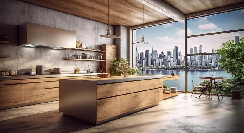 brown kitchen cabinets modern
